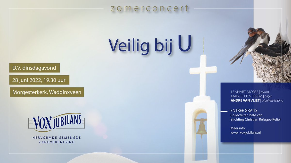 VoxJubilans's tweet photo. We sluiten het seizoen af met een gratis toegankelijk zomerconcert in Waddinxveen. Meer informatie: https://t.co/zLQA97RJcO https://t.co/04BojX7c1J
