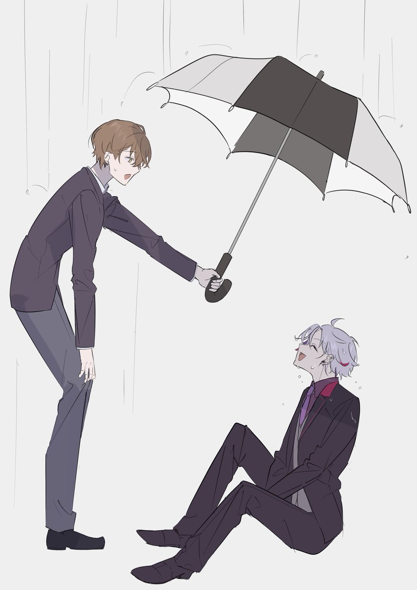 2boys multiple boys holding umbrella holding umbrella pants rain  illustration images
