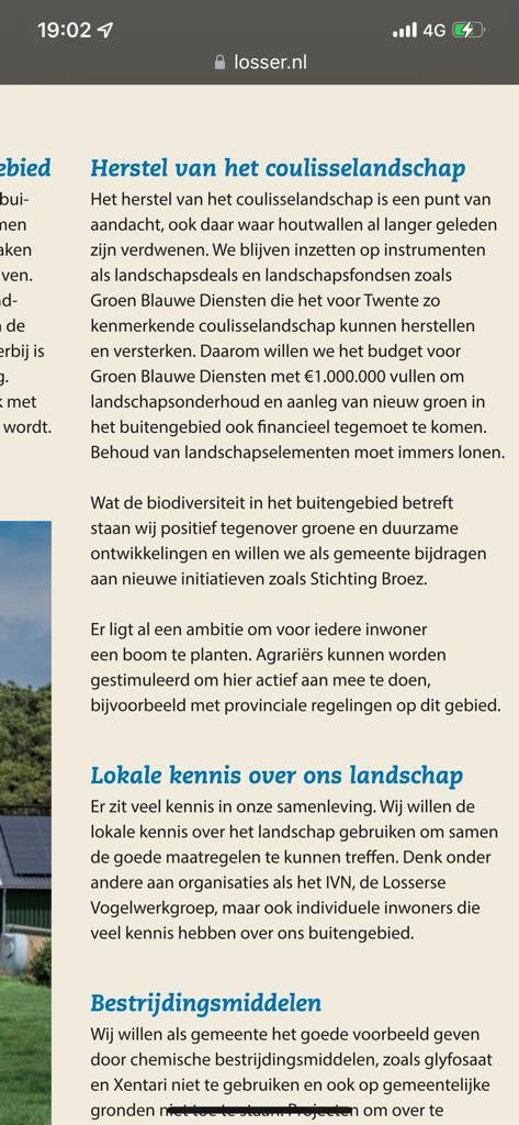 Kijk eens wat goed voorstel in nieuw coalitie akkoord van gemeente Losser: 1 mln naar groenblauwe diensten. Investeren in landschap én verdienmodel agrariërs. #welkegemeentenvolgen