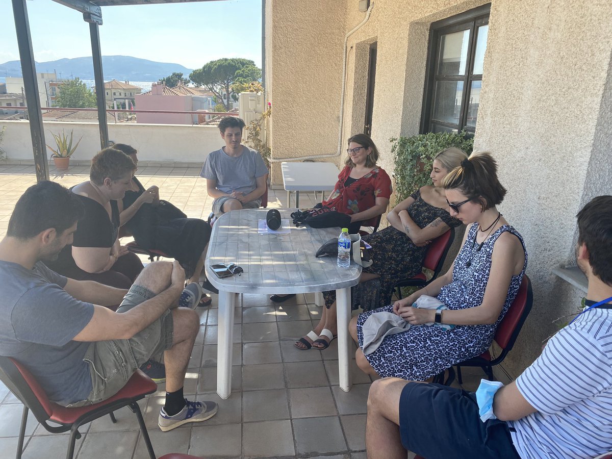 #VirtualOtherwise22 #greeknode #day2 <a href="/culanth/">Society for Cultural Anthropology</a> #anthropod on the terrace listening in hot breeze