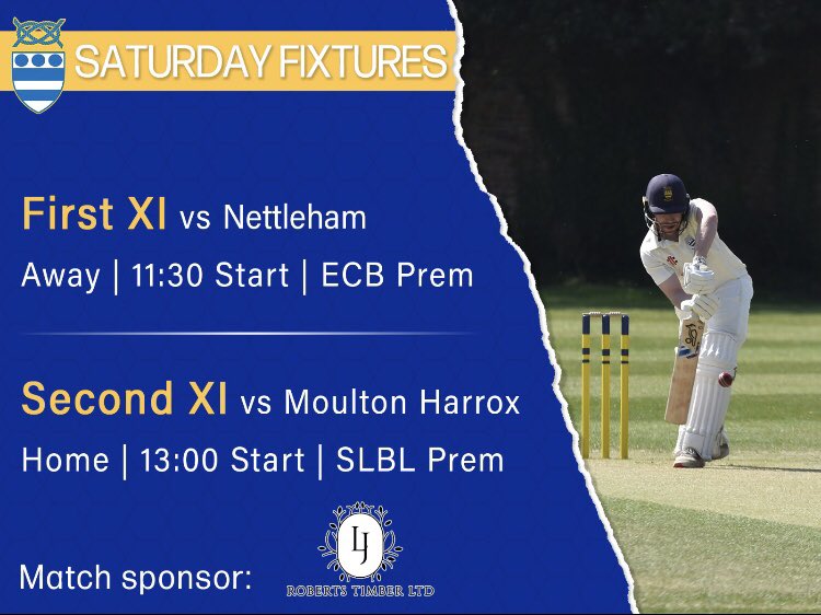 Here’s where you can catch the action today. The 2s will also be live on YouTube, link to follow, under way at 1pm 🏏 Thanks to sponsors L.J. Roberts Timber 🪵