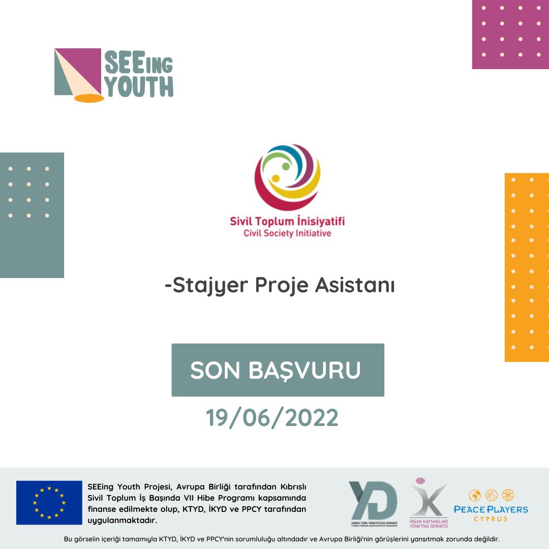 👀 “SEEing Youth Projesi” kapsamında, örgütümüzde çalışacak stajyer arıyoruz. Bizimle iş tecrübesi kazanmak ister misin? Daha fazla bilgi için <a href="/seeingyouth/">Ricardo</a> adresini ziyaret edebilirsin🥰