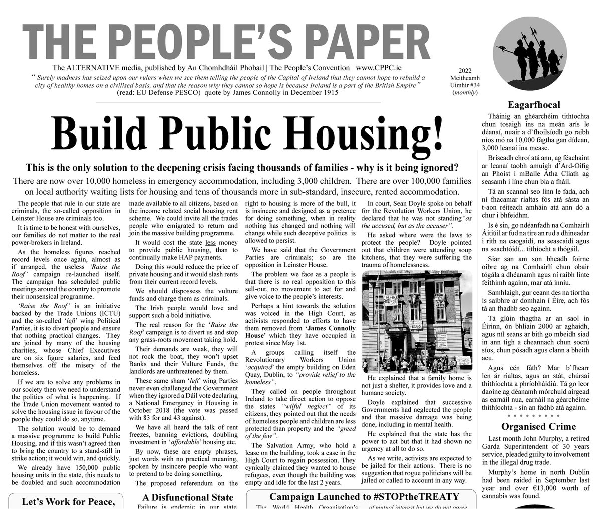 THE PEOPLE'S PAPER (@cppc_ie) on Twitter photo The June issue of THE PEOPLE'S PAPER is available.
If you would like to receive copies (free), to share with friends, please message us here, or contact the editor, Diarmaid Ă“ Cadhla <a href="/GraTire/">Diarmaid Ă“ CADHLA</a> directly, thanks The June issue of THE PEOPLE'S PAPER is available.
If you would like to receive copies (free), to share with friends, please message us here, or contact the editor, Diarmaid Ă“ Cadhla <a href="/GraTire/">Diarmaid Ă“ CADHLA</a> directly, thanks