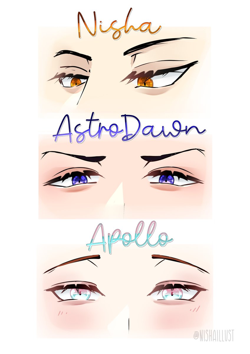 nishaaaVT's tweet photo. i did an eye practice! lmk what u think!

Hi! #VTUBERS Feel free to drop down your PNG so i can have more eye models♥ 

Nisha is my model~  #nishaillust
AstroDawn @ArtemisMagi #illustartie [get well soon ♥]
Apollo @ApollaSpirit #ApollaArt 

i love these two~

#VTuberUprising https://t.co/TXqhNLfKpZ