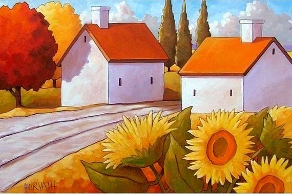 HWarlow's tweet photo. Good Morning Everyone
Canadian Folk artist Cathy Horvath Buchanan paints bright happy paintings to fill your walls with joy .   Intense colours, beautiful.  They bring a smile to my face https://t.co/X23rP2W1U7