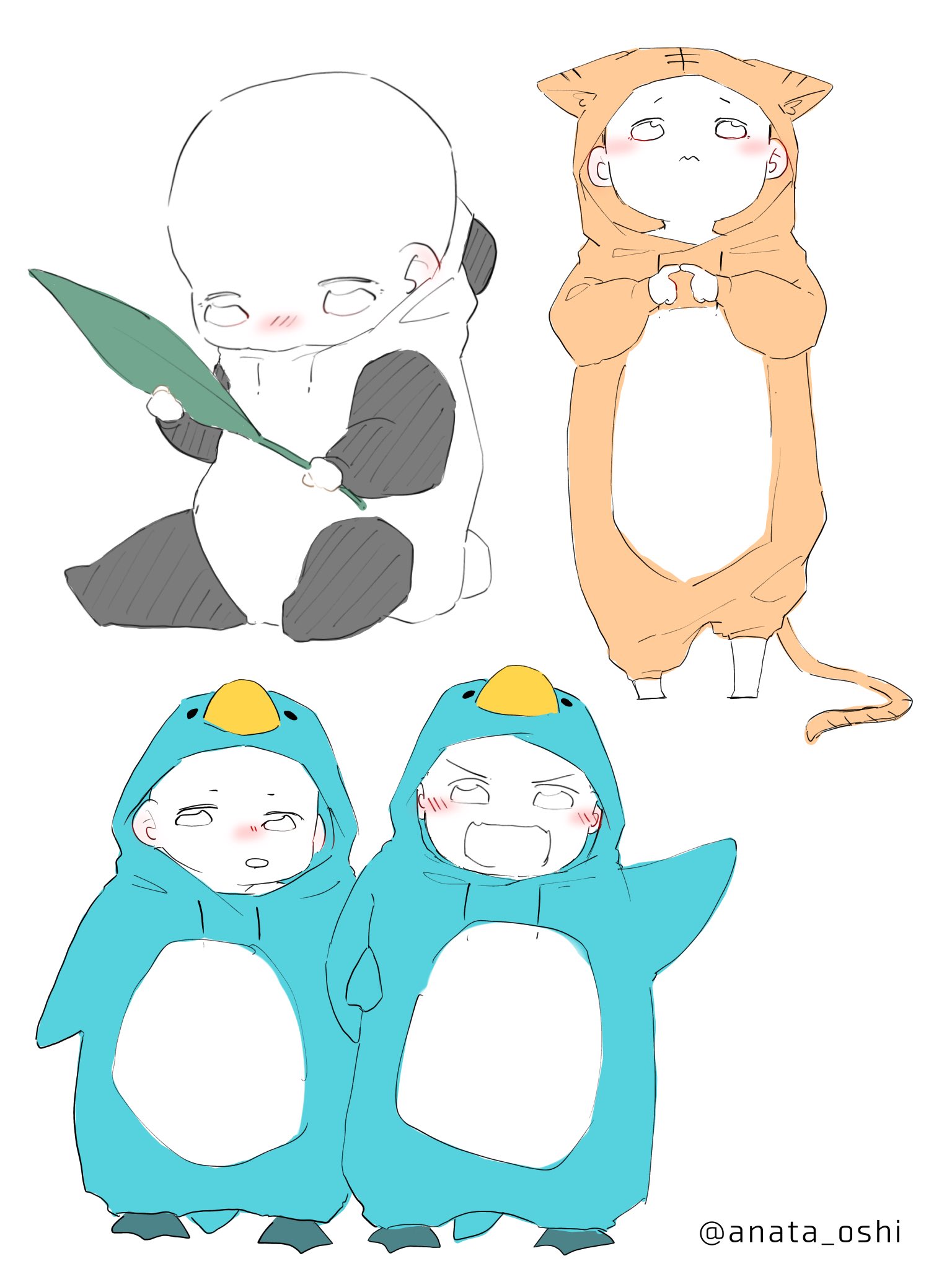 あなたの推しで描いてくれ トレス素材 No Twitter トレス素材 あなたの推しで描いてくれ 動物パジャマ T Co O1uput2oog Twitter