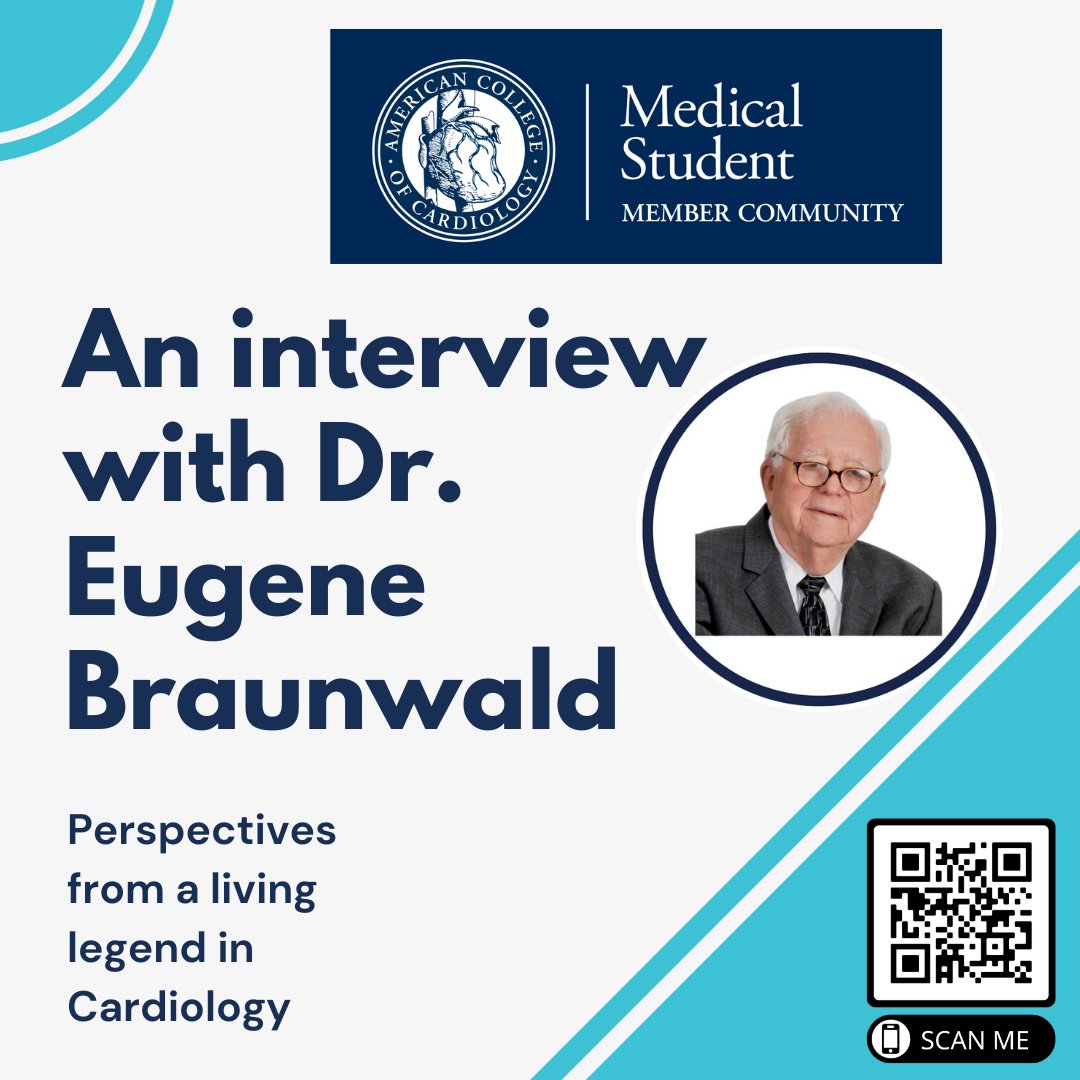 Thrilled to share our <a href="/ACCinTouch/">American College of Cardiology</a> Cardiology Magazine interview with Eugene Braunwald, MD MACC 

A BIG thanks to Dr. Braunwald for sharing his time &amp; wisdom with the ACC Medical Student Leadership Group &amp; trainees across the world 🌍🫀

Link⬇️
bit.ly/3teRce7