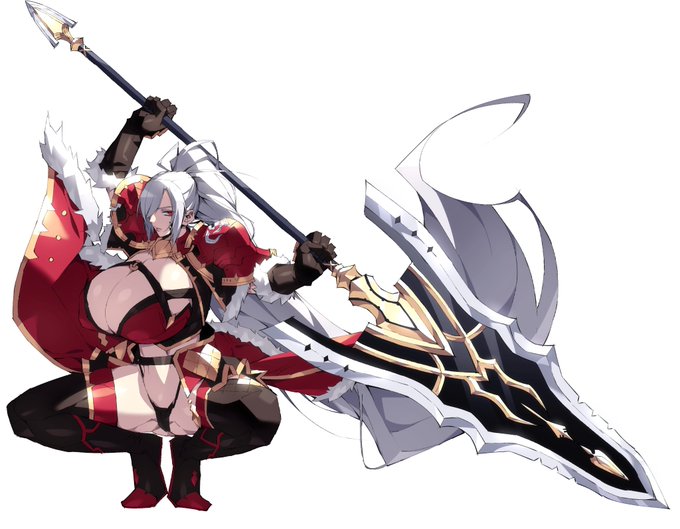 skebで描いた依頼者様のオリキャラ!
爆乳蹲踞槍使い!! 