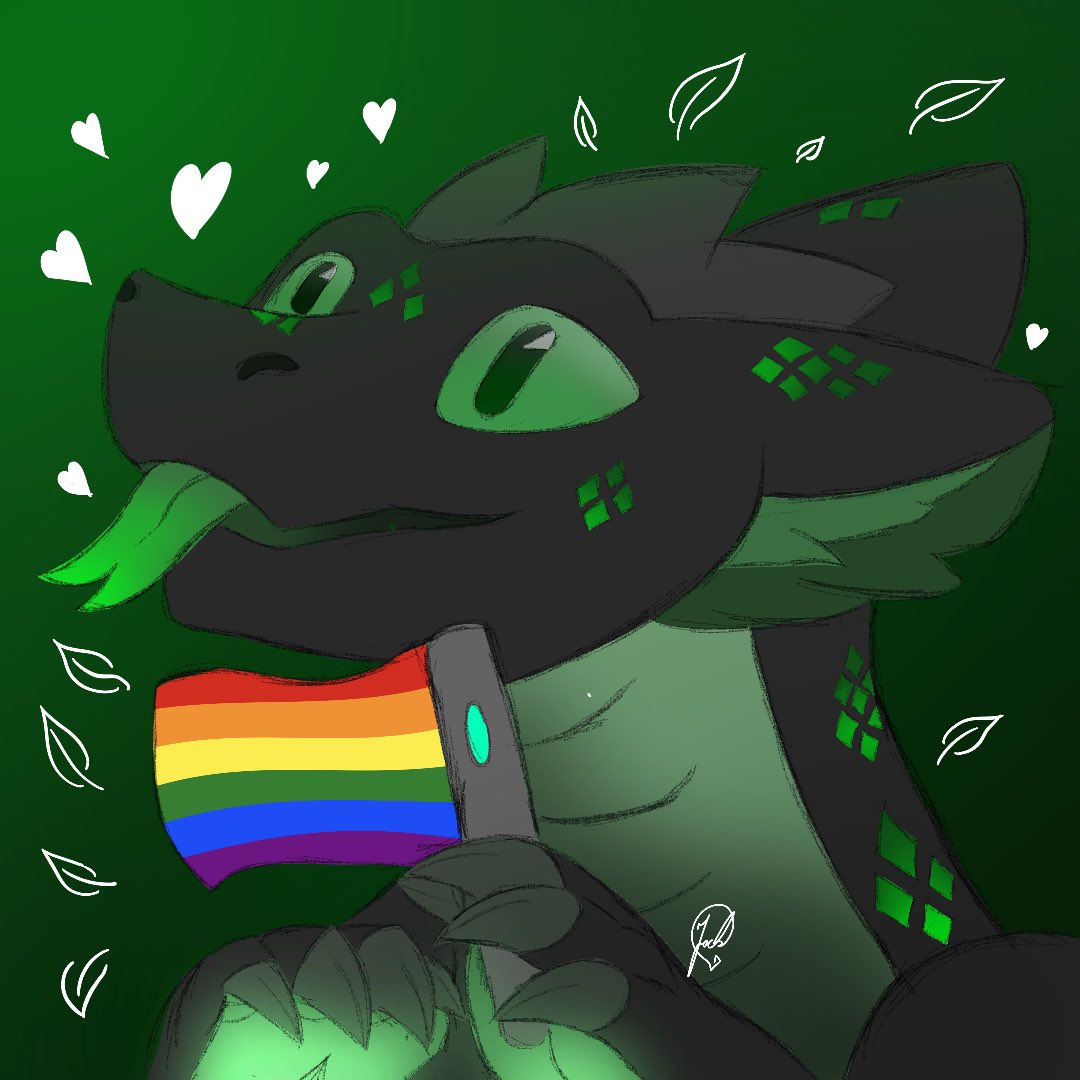 Justaeidan's tweet photo. Happy Pride 
💚💚💚💚💚
Commission for a friendly dragon

#LGBT #pridemonth2022 #HappyPrideMonth  #Pride #furry https://t.co/Zn8c8qbKXi