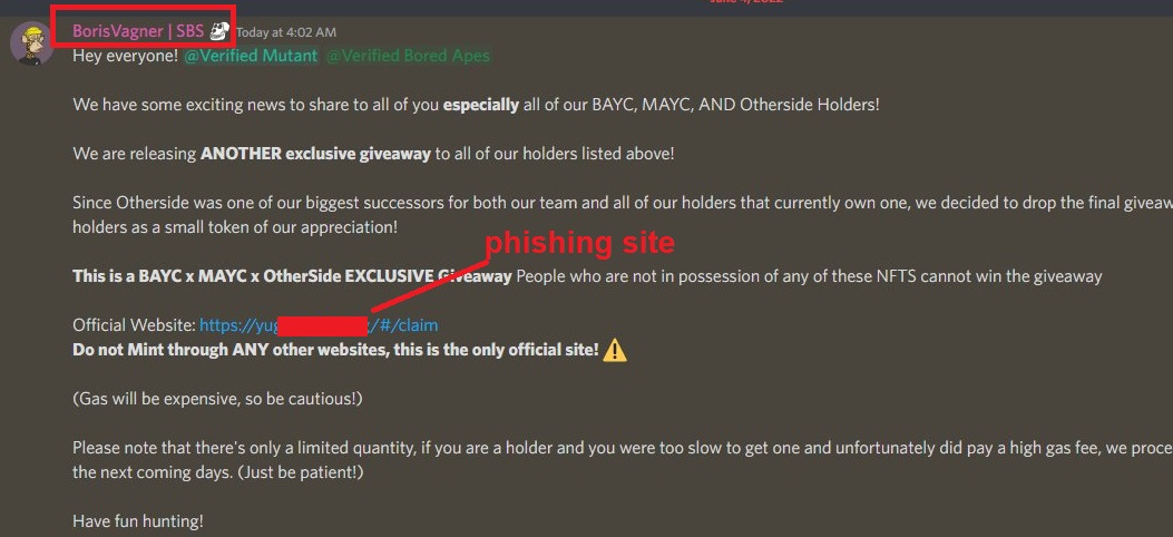 NFTherder's tweet image. 🚨BAYC &amp;amp; OtherSide discords got compromised‼️

Seems because Community Manager @BorisVagner got his account breached, which let the scammers execute their phishing attack. Over 145E in was stolen 

Proper permissions could prevent this