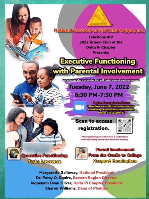 NspdkS's tweet image. The DELTA PI KRINON CLUB of NSPDK, INC. EDUCATIONAL PROGRAM.
You are cordially invited to Executive Functioning with Parental Envolvement. Join us to learn about Executive Functioning and Why it Matters! Hot and RelevantTopic!
Register Here: eventbrite.com/e/353181203487