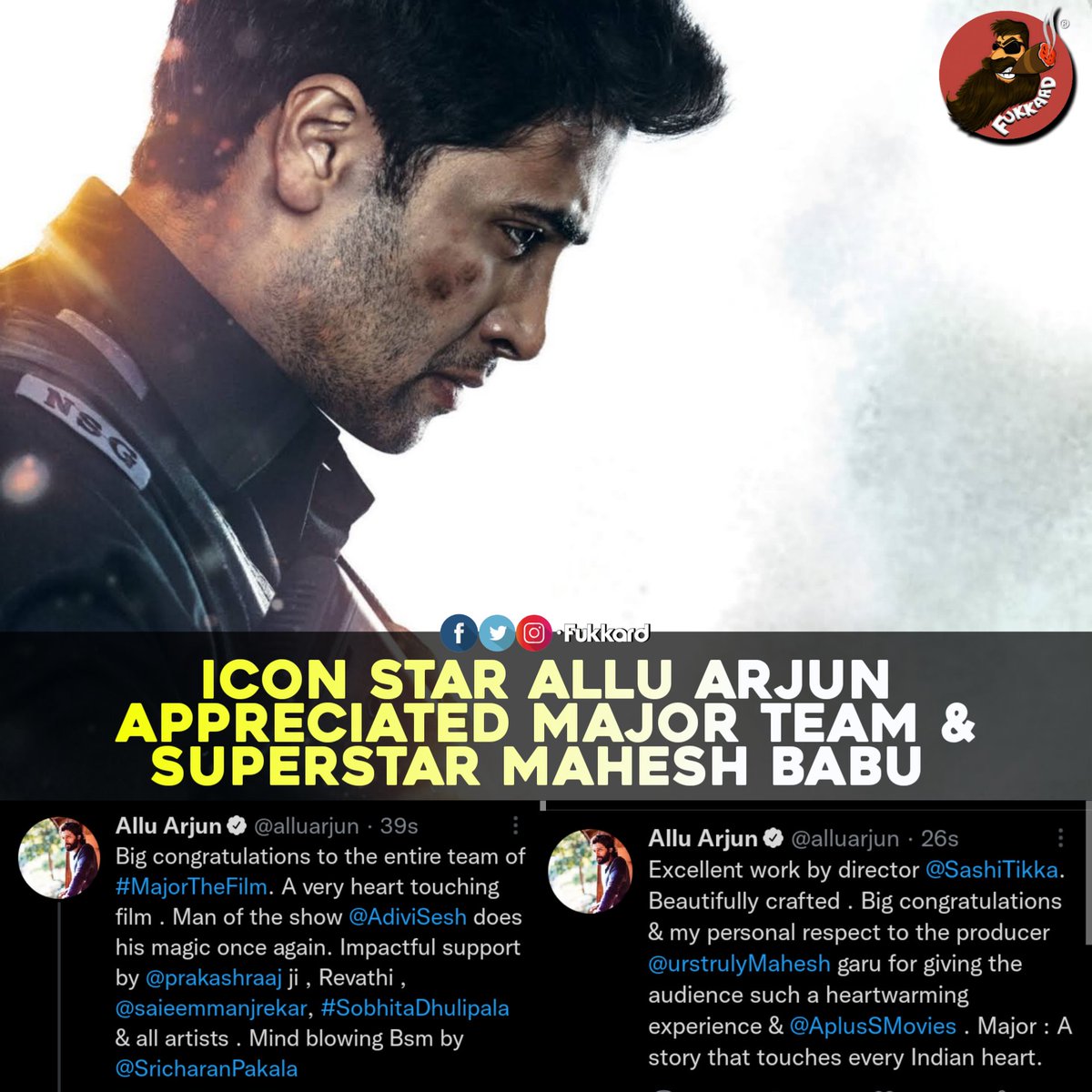 #IconstarAlluArjun Appreciating #Major Team & #SuperstarMaheshBabu ❤️❤️

@alluarjun @urstrulyMahesh @AdiviSesh #MajorTheMovie