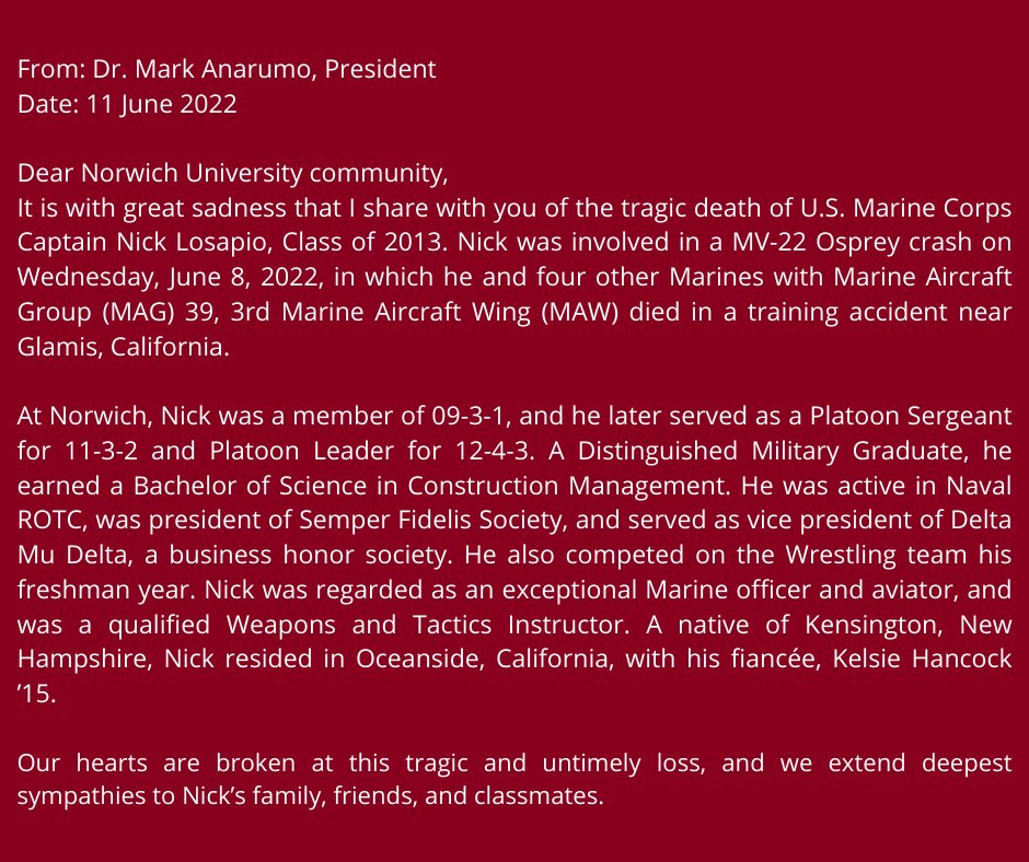 Our hearts are broken at this untimely loss, and we extend our deepest sympathies to Nick’s family, friends, and colleagues; and also extends sincere condolences to the families and friends of all who were lost in this tragic accident.
