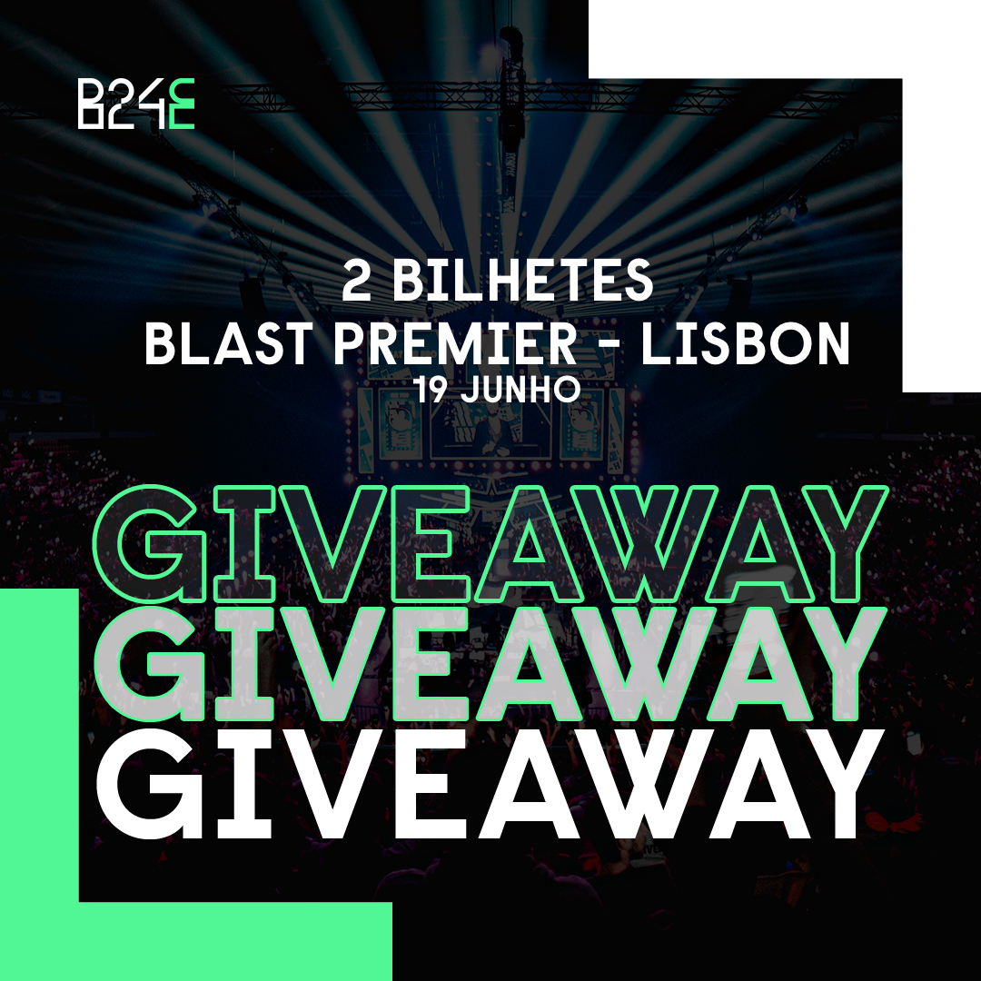 Estamos a oferecer 2 bilhetes para a final da #BLASTPremier em Lisboa, no dia 19 de junho! Para te habilitares a ganhar:

➡️ RT neste tweet
➡️ Segue <a href="/B24Esports/">B24 Esports</a> e <a href="/BLASTPremier/">BLAST Premier 💥</a>
➡️ Identifica um amigo nos comentários