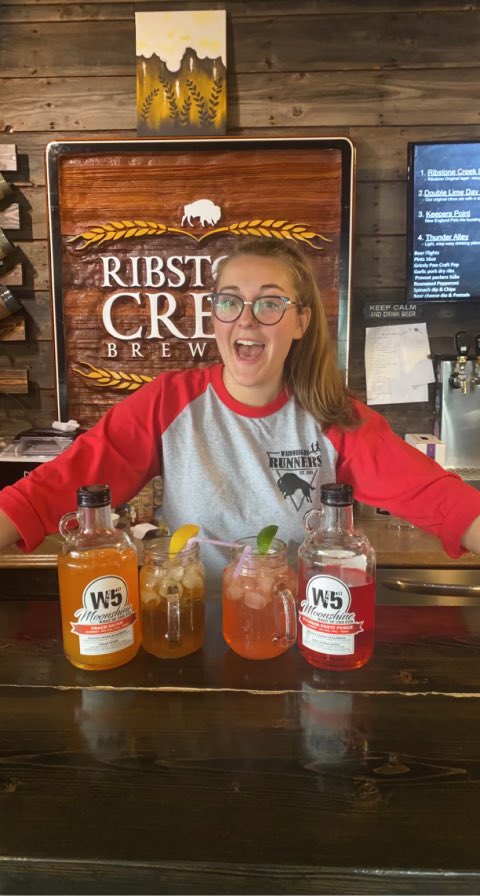 Trina’s excited! Not only do we have the Muley Ultra Race today and Karaoke tonight but we have new cocktails using W5 Peach and Fruit Punch Moonshine!