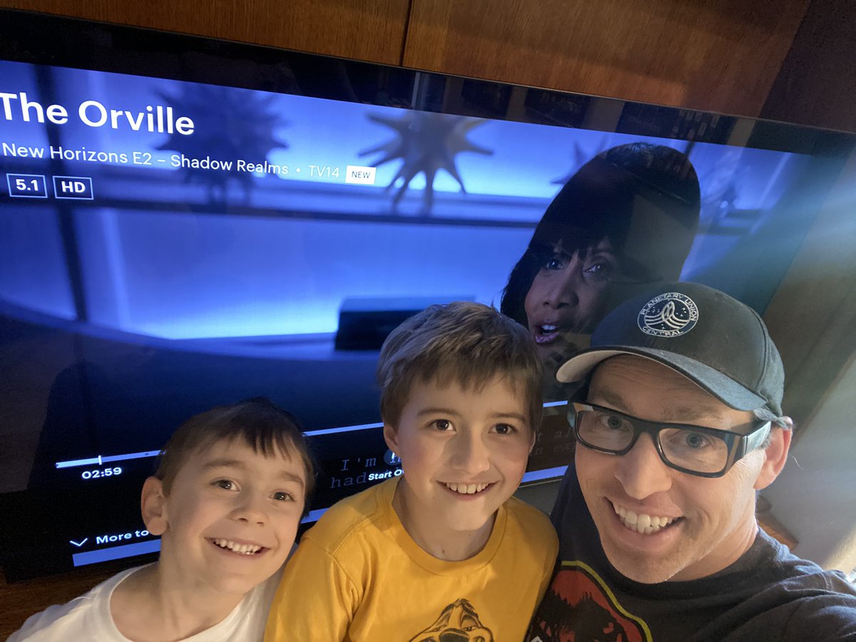 WanderWhimsyFam's tweet photo. Loved the new @TheOrville ep on @hulu (seeing E1 on @IMAX with @Collider is hard to beat)! Had to wear #TheOrville hat gifted by @TomCostantino at #SDCC &amp; my #TheOrville glasses from @SiresCrown. The boys loved seeing @PennyJJerald featured, esp after meeting her last week!! https://t.co/m5YIkB68dg