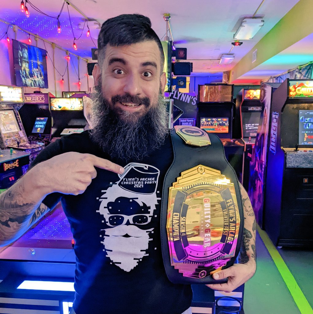 Flynnsgamingfl's tweet photo. The #Guiltygearstrive belt for #FighterFest Season 4 tournament ๐ฎ๐ฅ on July 17, 2022 at Flynn's #Arcade & More ๐พ @SilvrbackSenpai always goes above & beyond ๐ we're always grateful & blessed for all he does. #guiltygear #fgc #fightinggames #fightinggamecommunity #animefighters https://t.co/BDhNgPAxbI
