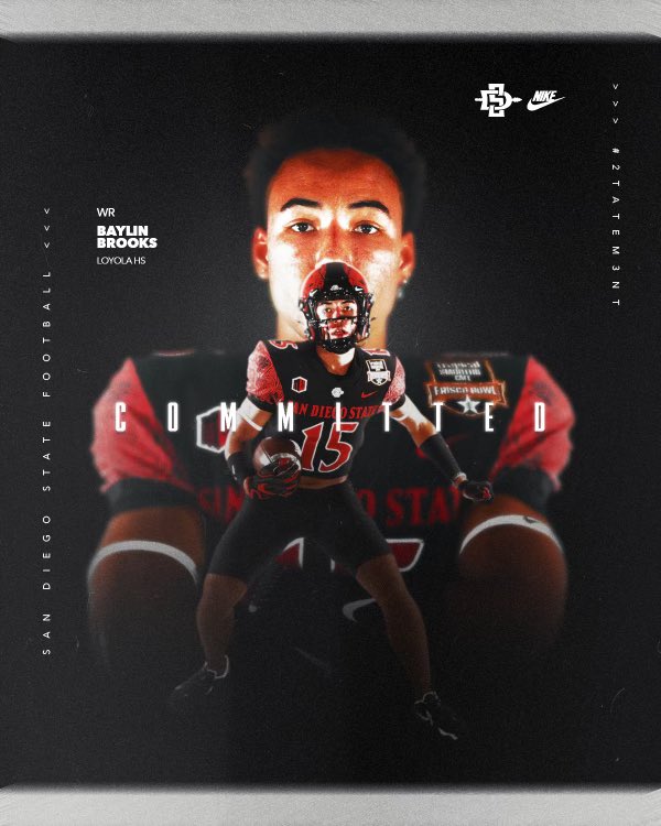 I am 110% committed to San Diego St University!! All Glory To God!! @AztecFB @CoachCooperSDSU @CoachHortonSDSU @CoachDeakinSDSU @Tahj__ @GregBiggins @adamgorney @BrandonHuffman @FLTraining626 @prowaytraining