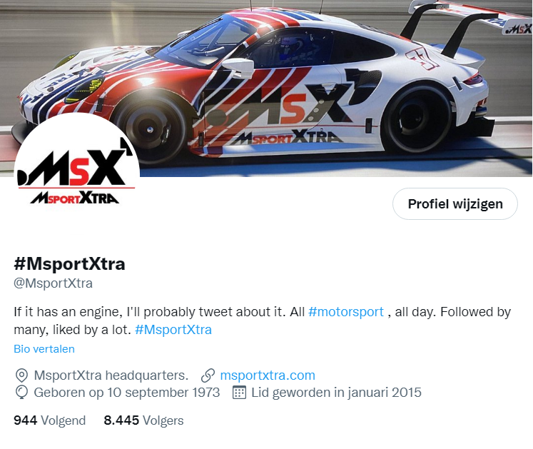 MsportXtra's tweet photo. #Motorsport Life goals.
Reaching 1 million views on a single tweet. DONE.
Getting my logo on racing cars. DONE.
Having the MsportXtra livery in a Grand Turismo game. DONE.
Reaching 10.000 followers. Not yet.
#MsportXtra https://t.co/ys5NwhcHQ6