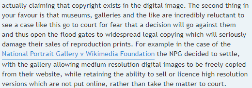 Re museums and galleries' (false) claims of copyright over photos of images in their collections