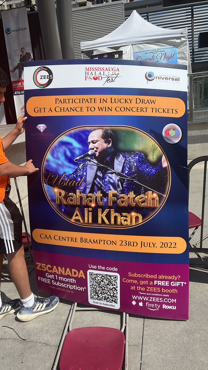 Get a chance to win concert tickets of the 'LIVING LEGEND' Ustad Rahat Fateh Ali Khan. Visit the ZEE5 booth for more details. #MississaugaHalalFoodFestival