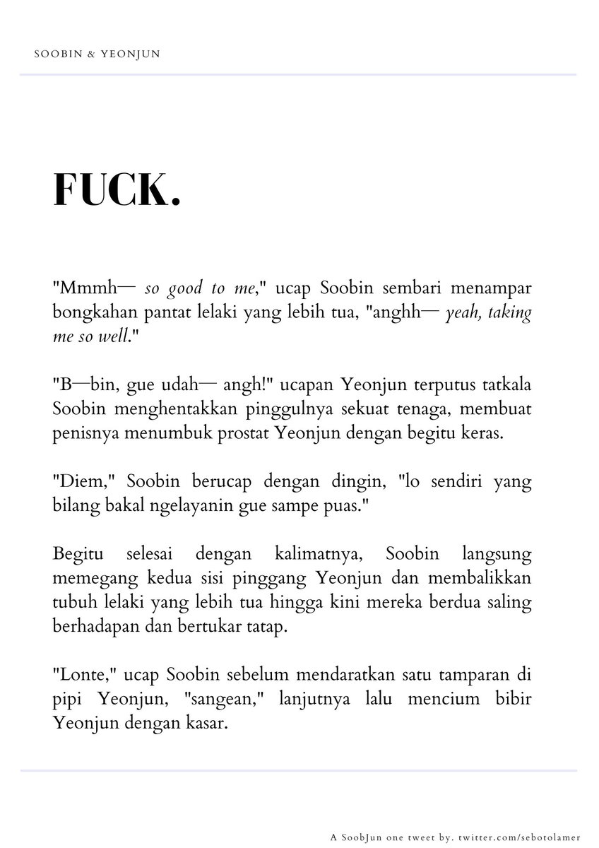 sebotolamer's tweet image. A SoobJun // YeonBin one tweet.

CW // NSFW , 🔞 , lewd language, degradation kink , verbal humiliation