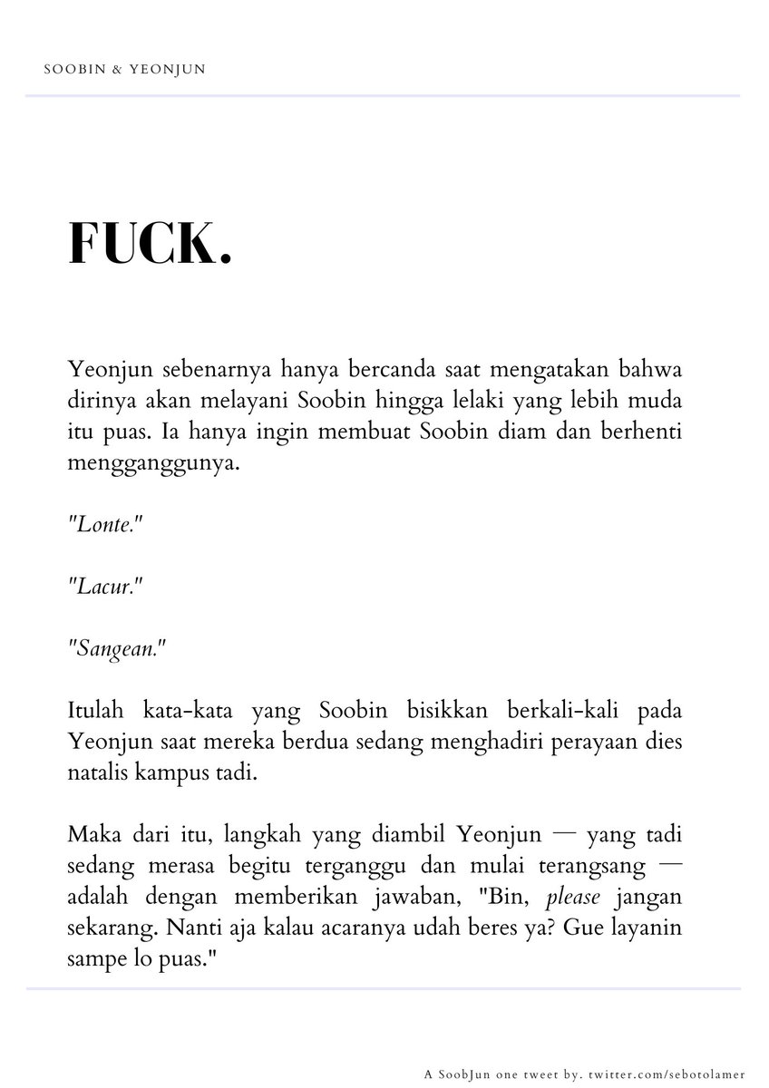 sebotolamer's tweet image. A SoobJun // YeonBin one tweet.

CW // NSFW , 🔞 , lewd language, degradation kink , verbal humiliation