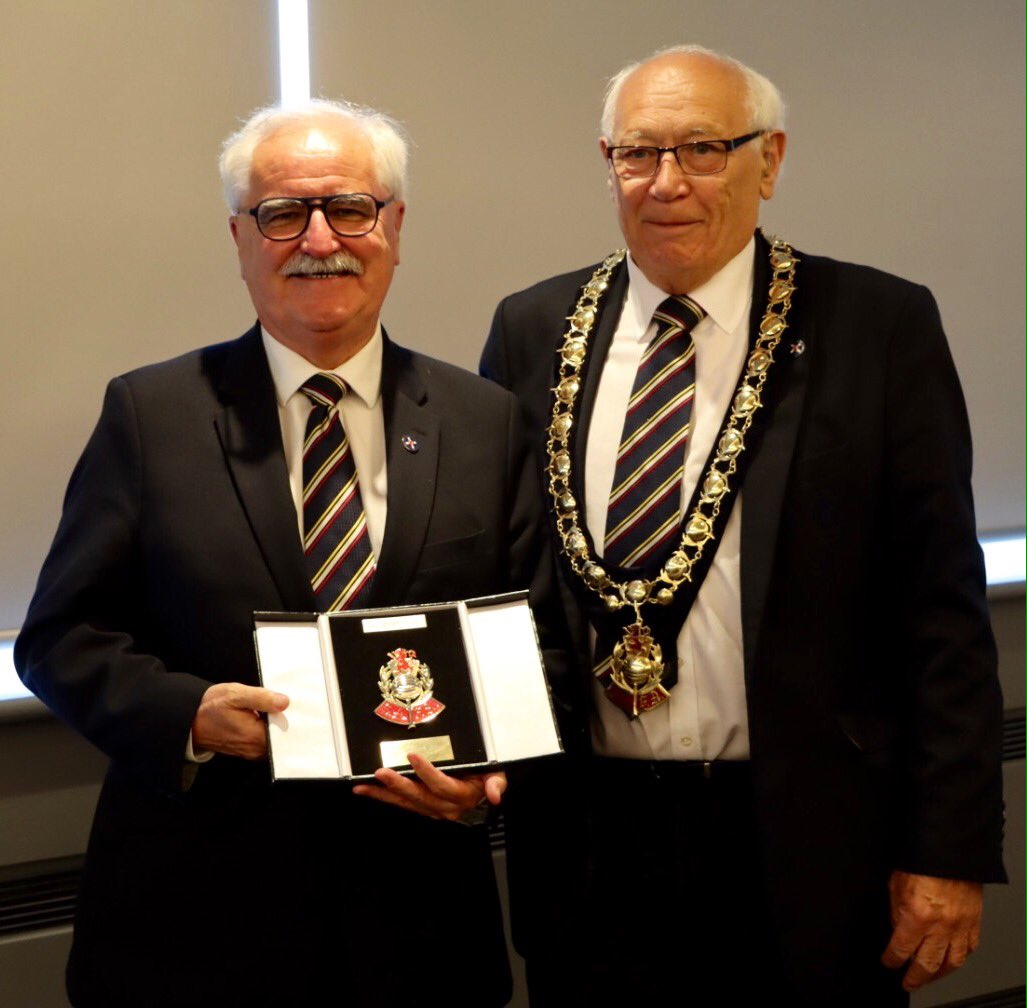 ScotAmFA's tweet photo. First official duty for our new President, Iain Cowden is to bestow Life Membership of the Scottish Amateur FA on our Immediate Past President, Stuart Urquhart. https://t.co/UC9wtjSTAT