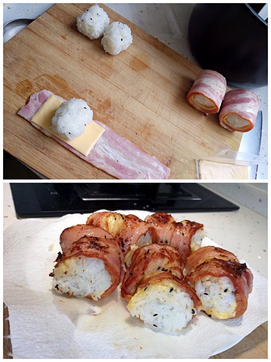 luoluo0217's tweet photo. #shofood
Bacon,cheese and rice roll!
easy but tasty!everyone who has hands can do it!
just remember securing with a toothpick before frying. https://t.co/KVyzZhKHAe