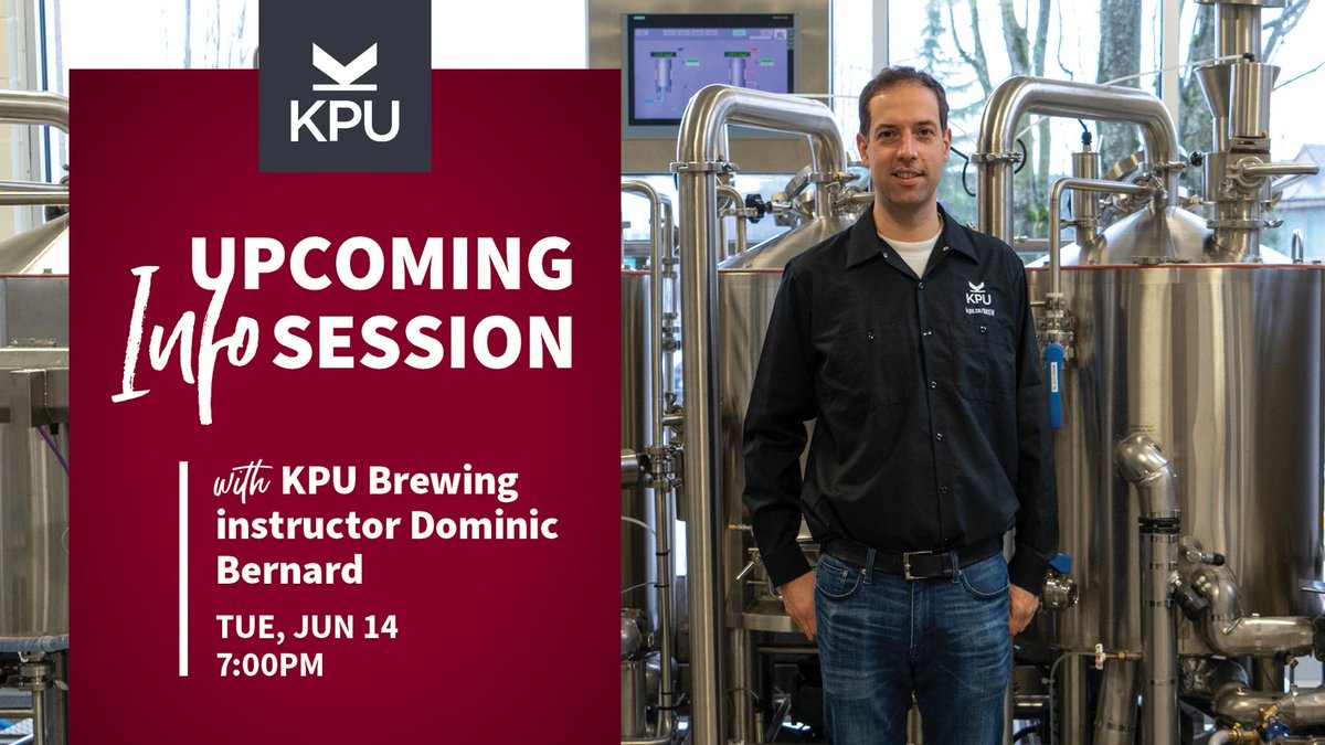 KPUBrew's tweet photo. Interested in learning more about beer and brewing? Join KPU Brewing instructor Dominic Bernard for an 'Ask Me Anything' session on June 14.
RSVP: https://t.co/ouxzQDfpbA
#kwantlenu #KPUBrew #beerschool #learntobrew #brewing #brewingcareers #professionalbrewing https://t.co/EcYs5fsMPM