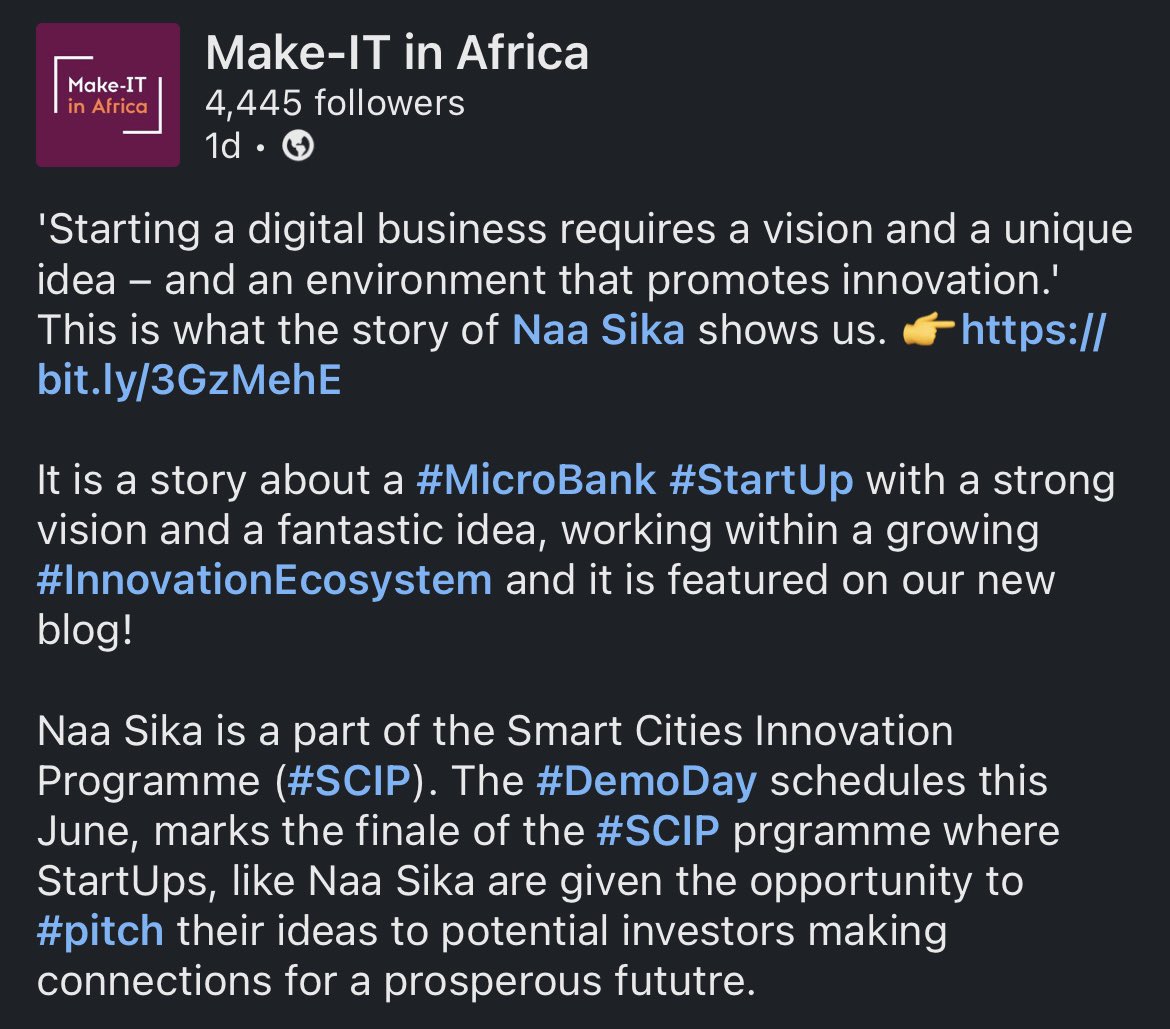 NaaSikaHQ's tweet photo. Read more here: https://t.co/zlPf5aXZkS @Make_IT_Africa #smartcities @menzRalph @IamChelsySey https://t.co/G75xoRLnr1