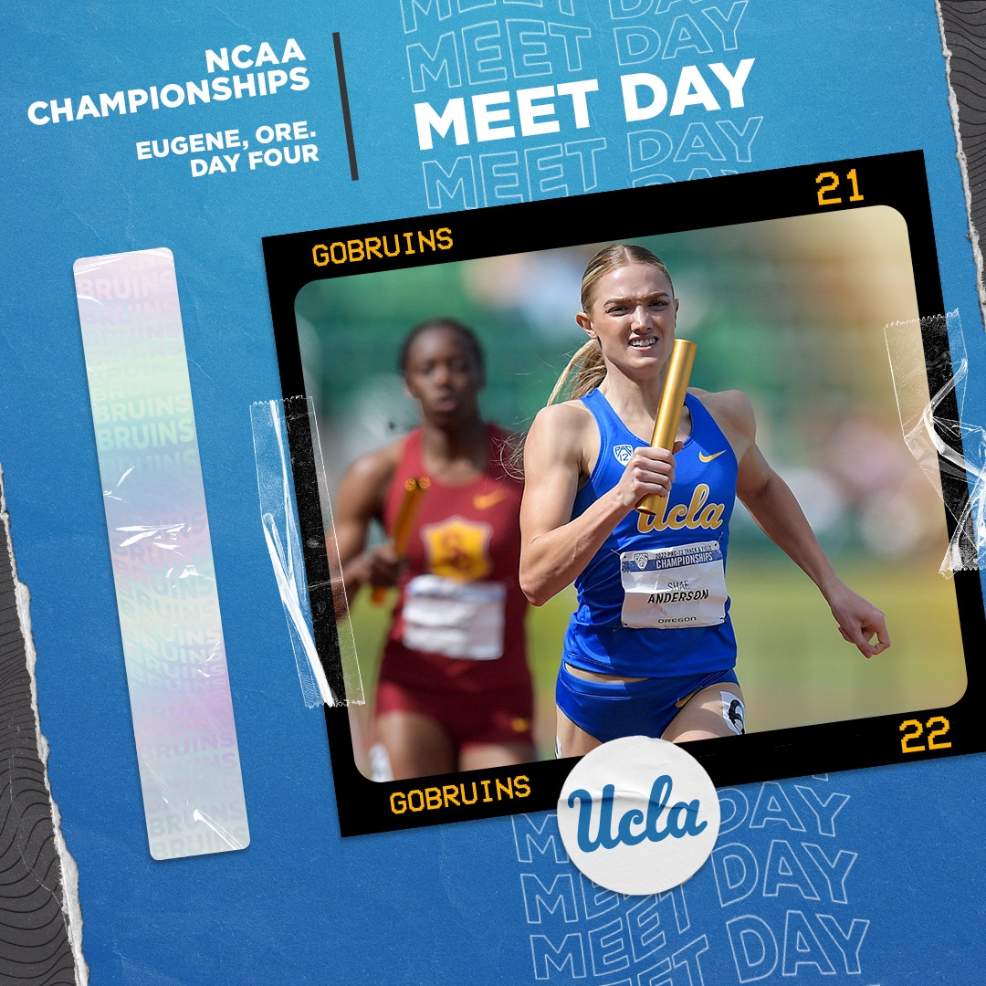 Last #MeetDay of the season! Best of luck to our Bruins competing in the #NCAATF finals today!

3:32pm PT - <a href="/ShaeeAnderson/">Shae Anderson</a> in the 400m 
4:51pm PT - 4x400m relay 

📺: ESPN
📊:  bit.ly/3aCkNYC
#GoBruins