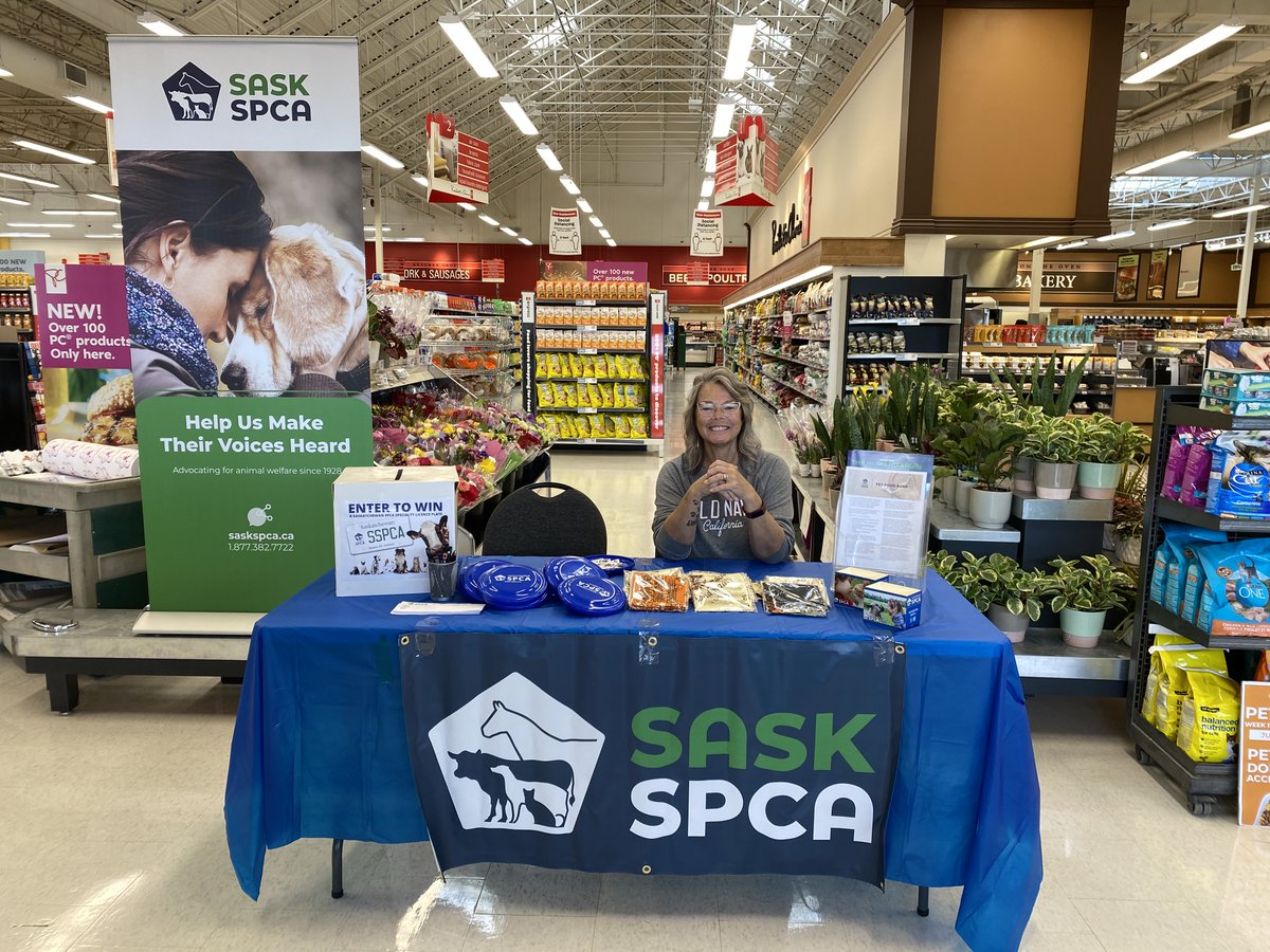 SaskSPCA's tweet photo. Hey Saskatoon!
We're back at Michael's Your Independent Grocer on Wanuskewin Road!
Come say "hi" to Melissa and bring down your pet food donations for the SaskSPCA Pet Food Bank!
We're here until 4pm today.
#PFWinSK #SaskSPCA https://t.co/kTXOGnoUke