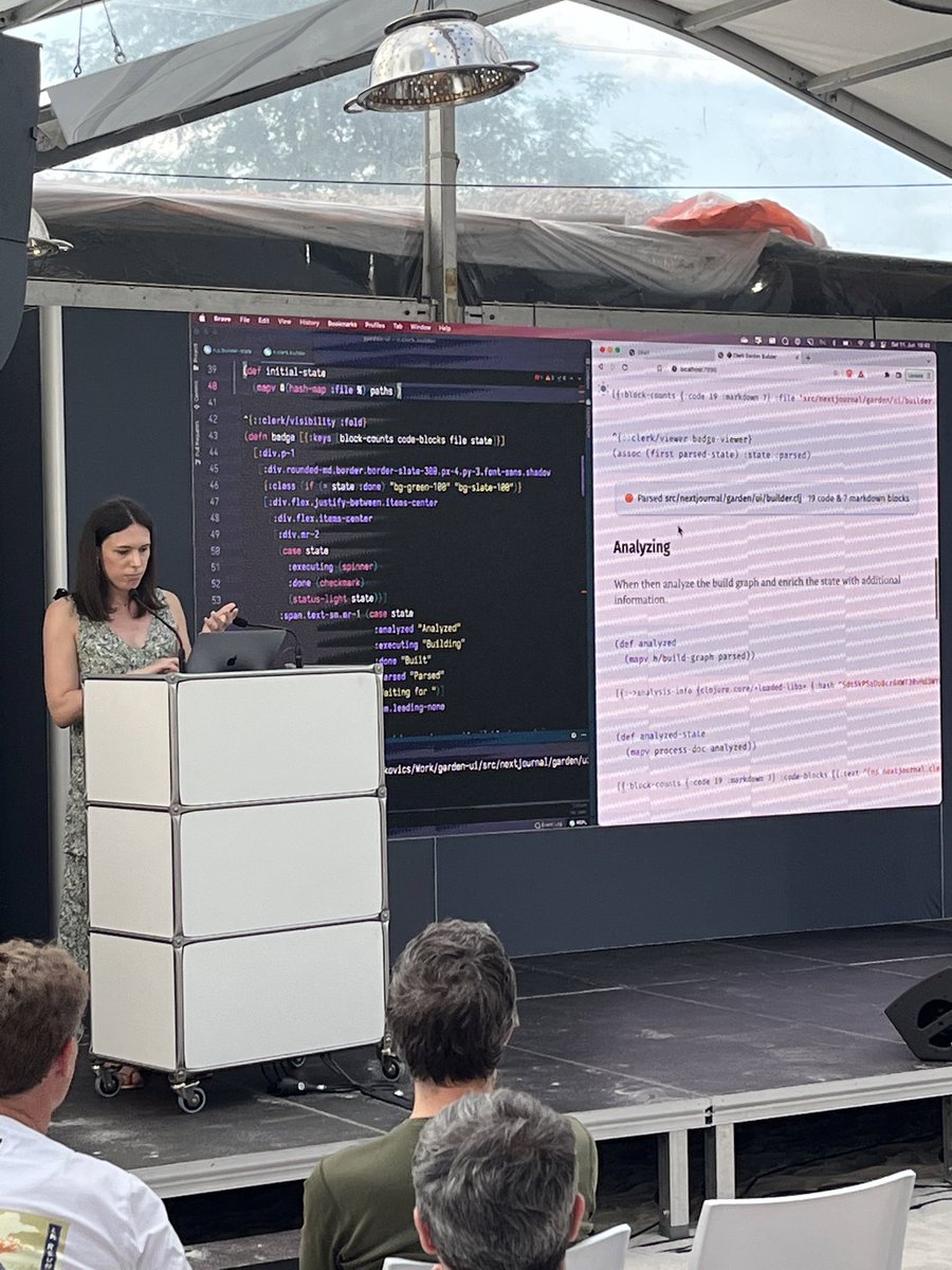 mkvlr's tweet image. And @unkai on turning data into ui, using the Clojurians favorite #clerk notebook, as you might have guessed. 💪 (shown here in the context of a super secret project) 🤫 #clojured