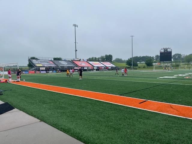 IAHSSCA's tweet photo. Rainy start to our day at Valley Stadium for the East vs West All-Star game! @MenaceSoccer94 https://t.co/a0nNCVtwMN