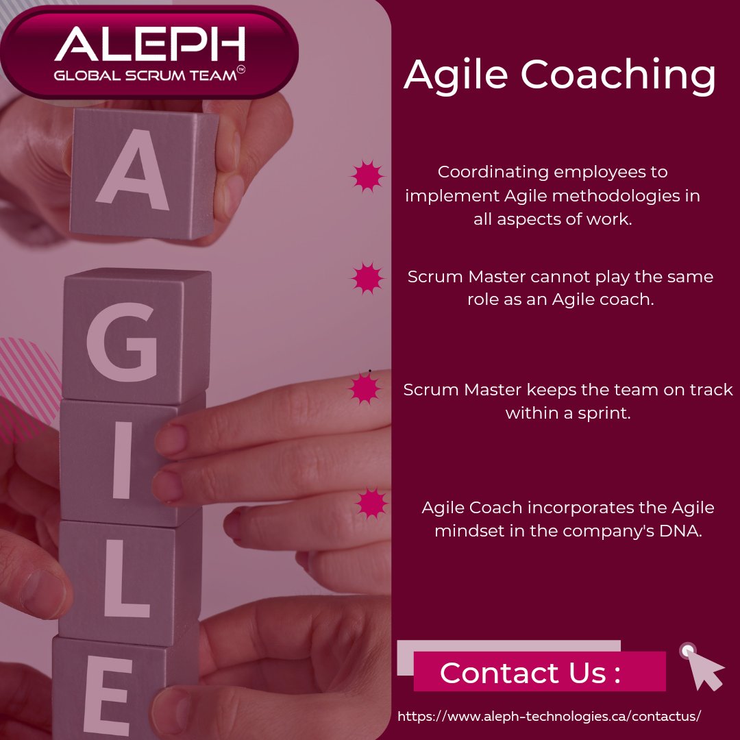 Aleph_Canada's tweet image. We coordinate employees to implement Agile methodologies in all aspects of work and keep team on track within a sprint. 
#agilemethologies #coachingagile
aleph-technologies.ca
