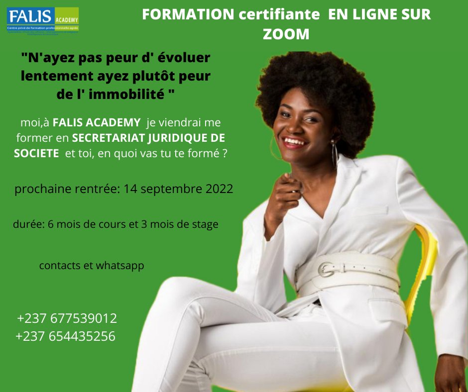 FalisSas's tweet photo. C'est déjà lancer !! inscris-toi dès à présent. FALIS ACADEMY vous offre des formations certifications en :
-JURISTE D'ENTREPRISE 
-SECRETARIAT JURIDIQUE  DES SOCIETES https://t.co/xrHNiEOT5D