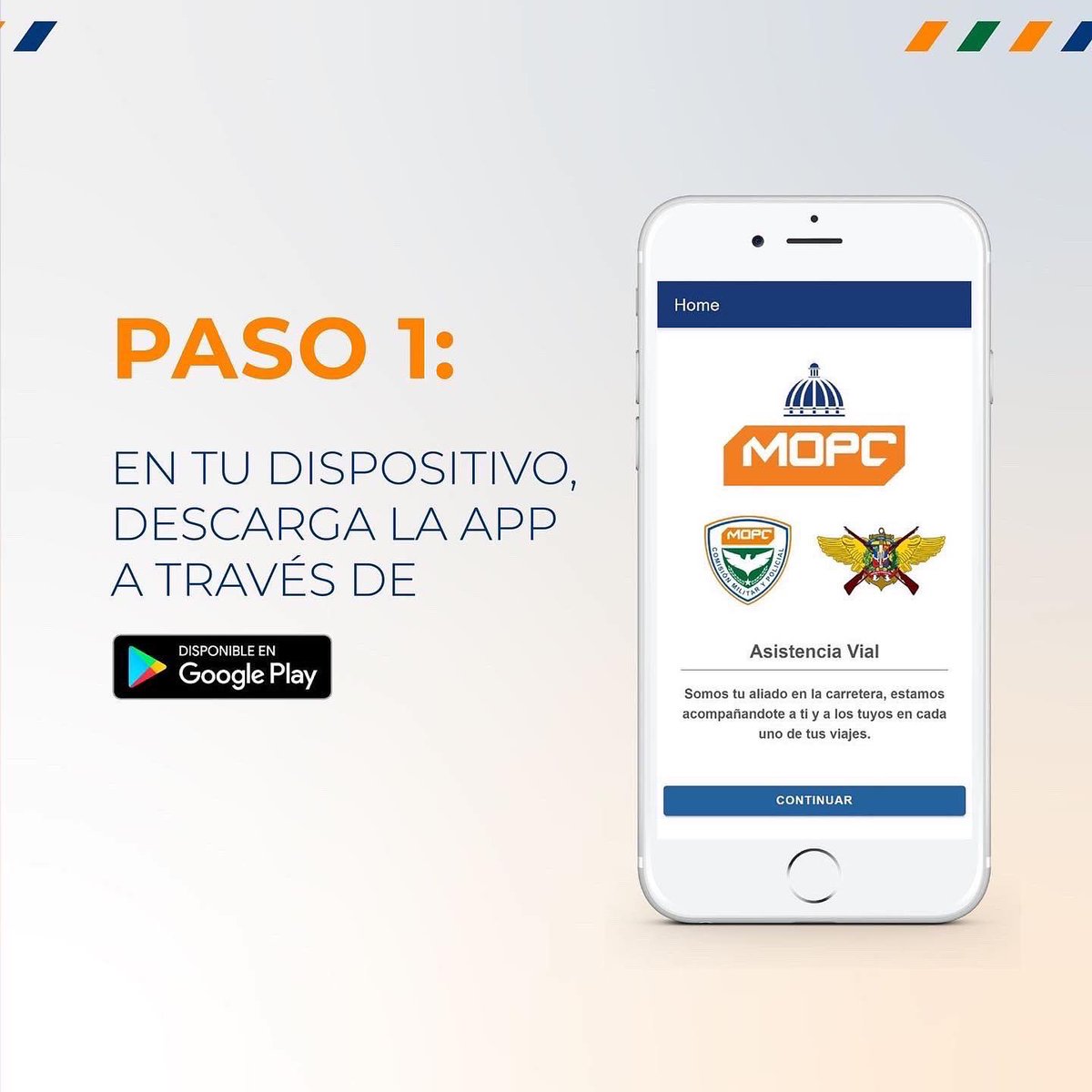 CoMiPolRD's tweet photo. ¿Ya descargaste nuestra App? 

Sigue estos pasos y descarga la #AppAsistenciaVial MOPC para cualquier emergencia que se se presente en carretera. 

Descárgala por si necesitas #AyudaATiempoYSegura. https://t.co/3NFDeBd4IJ