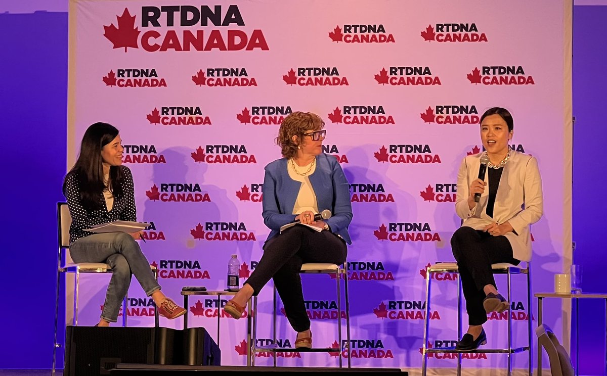 MadisonOnAir's tweet photo. The @RTDNA_Canada conference wrapping up with @Beatrice_Politi speaking with @marissanelson and @neeeda about journalists running for the exits. Thank you all for answering my questions today about new young journalists! https://t.co/Morm5ZokCy