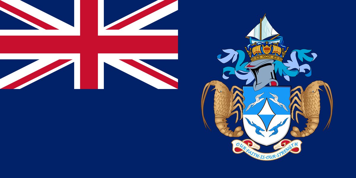 Flags featuring the Union Jack Current flag of Tristan da Cunha, an island of Saint Helena, Ascension & Tristan da Cunha. Prior to this, as a dependency of Saint Helena,Tristan da Cunha used the flag of Saint Helena In use from: 2002 #TristandaCunha #Britishoverseasterritory