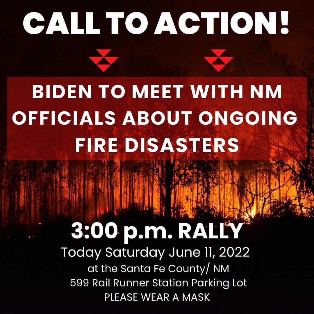 puebloalliance's tweet photo. 🚨CALL TO ACTION🚨

@POTUS and @GovMLG must address the violent production of oil and gas that is fueling climate catastrophe. 

Join us TODAY at the Santa Fe county/599 RailRunner parking lot #landback now! #climatejustice now! #waterback now! https://t.co/h5lttcp8Ws
