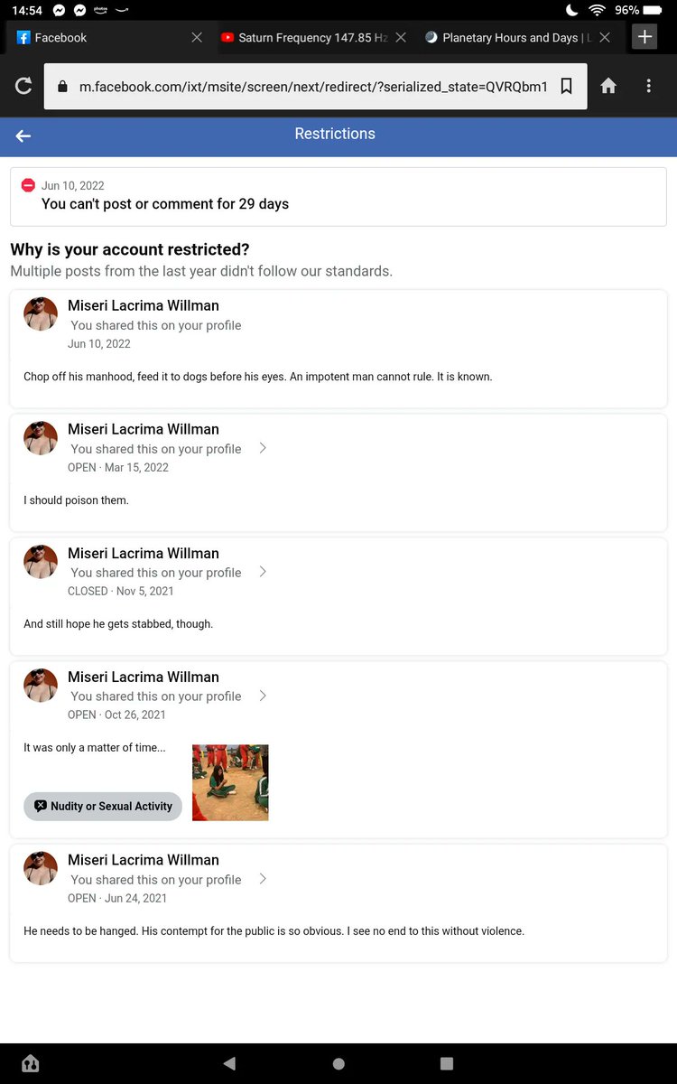 WillmanMissy's tweet photo. I'm banned from the stupid book app again. I see all kinds of vitriol levelled at 'females' but God forbid you make one joke about cutting off a penis. https://t.co/PJRhdtW1VQ