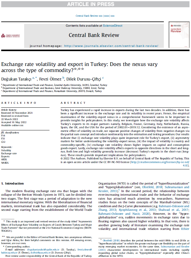 Çalışmamın Central Bank Review'da yayınlandığını paylaşmaktan mutluluk duyuyorum. 

Link: sciencedirect.com/science/articl…