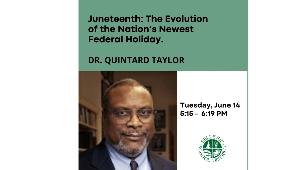 E_Pathways's tweet photo. Eastside Pathways Partner @TheBSD405 is celebrating Juneteenth with a special event with Dr. Quintard Taylor on Tuesday, June 14th from 5:15 – 6:19 PM. 
For more details and to register: https://t.co/PyWNuucjhH https://t.co/fppS42jC2w