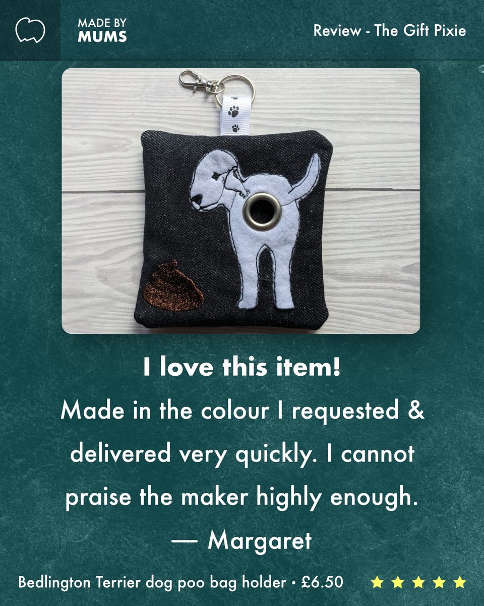 madebymumsgifts's tweet photo. Fab review for @GiftPixieUk's #bedlingtonterrier #poobagholder ๐ถ
Discover a range of super #dogaccessories in maker Michelle's #MadeByMums shop ๐https://t.co/bqbmE8qYo4 โค๏ธ https://t.co/qaHvwlhcEy