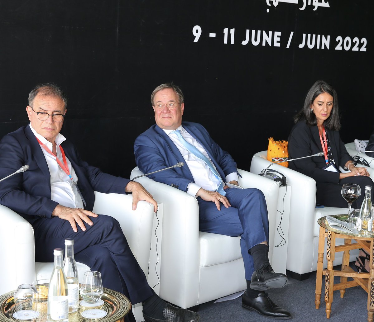 ArminLaschet's tweet photo. Zeitenwende u Energiewende müssen unseren eurozentrischen Blick weiten. Die #AbrahamAccords eröffnen neue Chancen für Israel, Afrika u die Arabische Welt. @Nouriel Roubini, Wirtschaftsministerin @FettahNadia @MiguelMoratinos . Dank an @SecBlinken @ProjetAladin #TangierDialogue https://t.co/HoPphomxRp