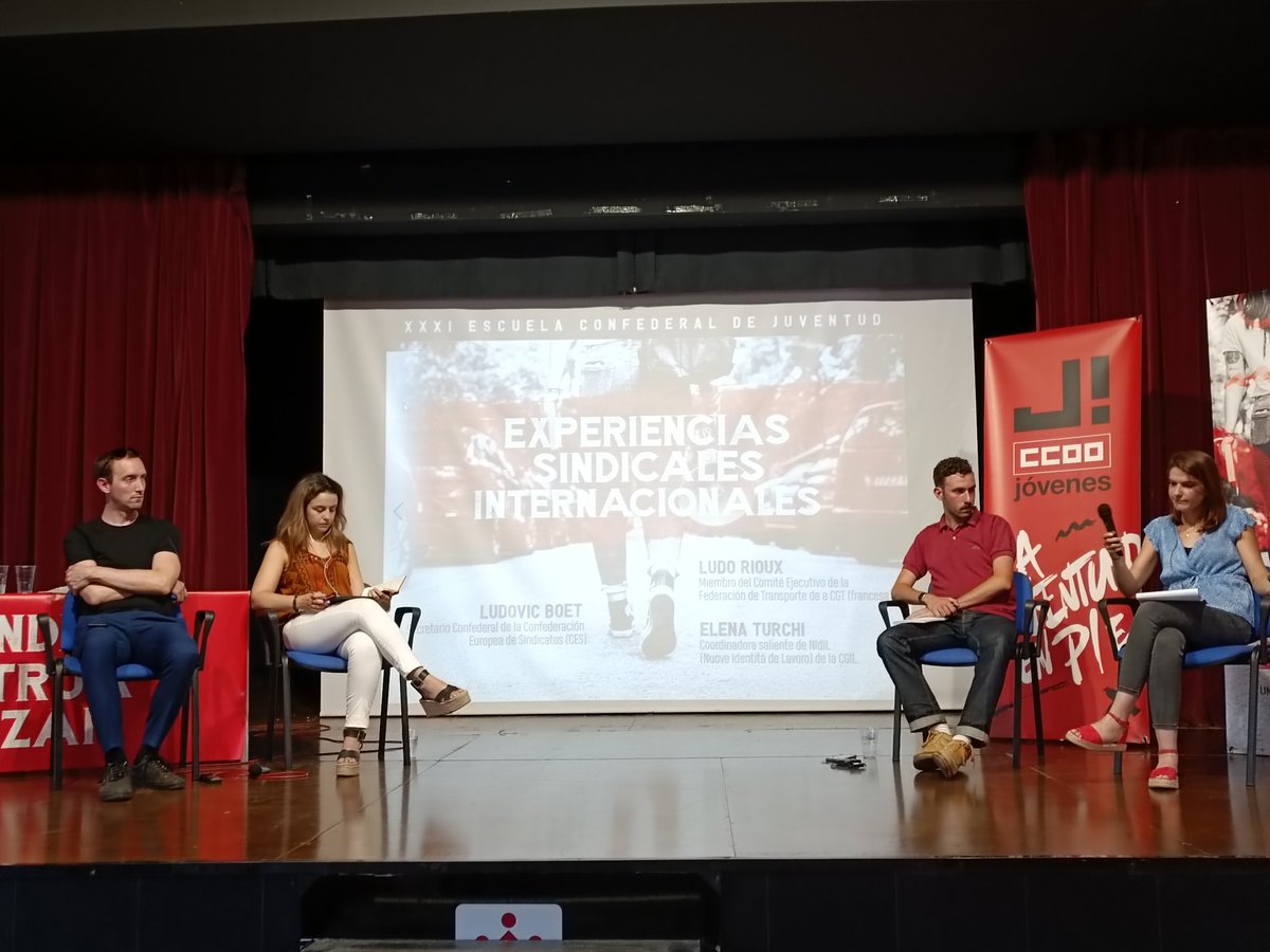 JovenesCCOO's tweet photo. Seguimos con la mesa de experiencias internacionales sindicales con la CGIL (Italia), CGT (Francia) y la Confederación Europea de Sindicatos. https://t.co/KstMvhRxLu
