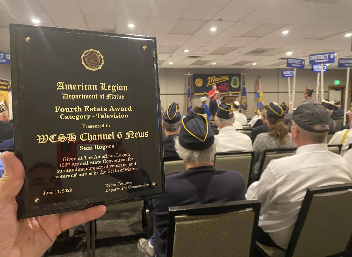 slaminsamreal1's tweet photo. A big thank you to the @LegionMaine for this Fourth Estate Award. I had the honor of telling the story of Bill Henshaw, a 90-year-old veteran who left high school to serve his country in Korea. Last summer, he received his diploma after decades of waiting! https://t.co/9SsAuBs1OY