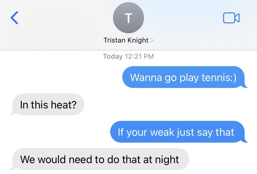 KarlieKnight1's tweet photo. He doesn’t want this smoke in tennis. Obviously https://t.co/aoQljJODTo