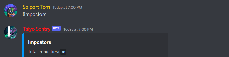 We have launched our Pilots Discord which introduces our new bot sentry, so far we have banned over 300 people who joined the server with some little blacklist.

This is one feature out of 11 we've built into Sentry. 

Also 38 staff impostors were caught/banned.